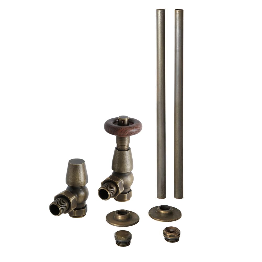 Milano Windsor - Traditional Brass Angled Thermostatic Radiator Valve TRV  and Pipe Set : Amazon.co.uk: DIY u0026 Tools
