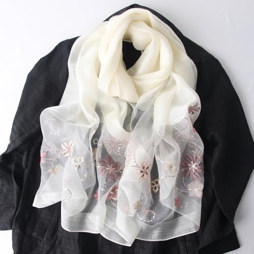 Silk Wool Scarf Elegant Soft Scarf Shawls and Wraps for Weddings Embroidered silk scarf Shade Scarves for Women3
