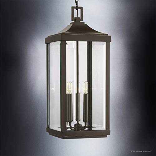 Urban Ambiance Luxury Colonial Outdoor Pendant Light, Large Size: 23-3/4" X 9-1/2", With Farmhouse Style Elements, Olde Bronze Finish, Uhp1191 From The Calderdale Collection #TOP2
