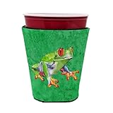 Caroline's Treasures 8688RSC Frog Red Cup Hugger Cup Cooler Sleeve Hugger Machine Washable Drink Sleeve Hugger Collapsible Insulator Beverage Insulated Holder