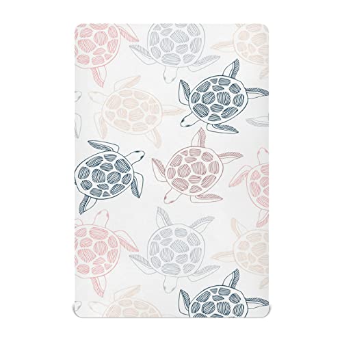 Image of xigua Sea Turtles Fitted Crib Sheet for Girls and Boys, Soft Breathable for Standard Crib & Toddler Bed Mattress, 27 x 39 in