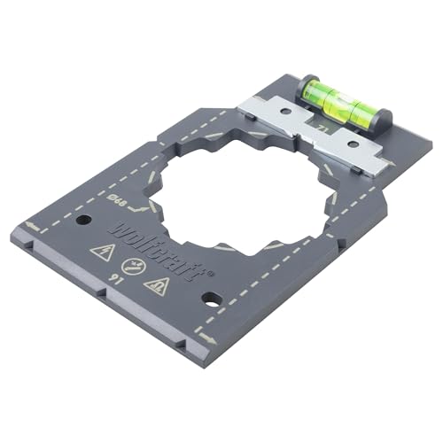 wolfcraft Plantilla para marcar y alinear I 5975000 I Para la instalación rápida y sin errores de insertos de cajas de enchufe e interruptores en obra en seco