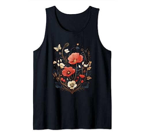 Fleurs pressées vintage et papillons Boho Débardeur
