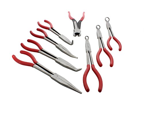 Abn 11In Plier 8-Piece Set – Long Reach Circle, Power Diagonal Cutting, S-Shape, Angled, And Straight Nose Pliers #TOP1