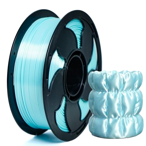 Image of Silk Sky Blue PLA 1.75mm 1kg Shiny Smooth Gloss 3D Filament Spool FDM AMS | Light Color High gloss Silk finish Smooth metallic surface Low warping 1kg spools 2.2lbs Decorative for Printer Bambu Prusa