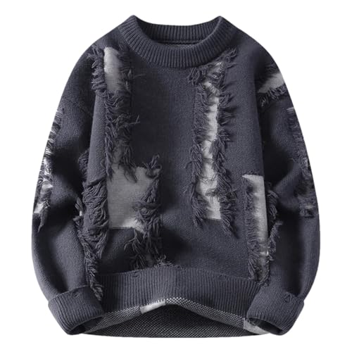 Mens Winter Knit Sweater Vintage Hip Hop Pullover Sweaters