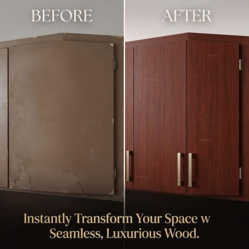 Image of HOME13 Wood Contact Paper Peel and Stick Wood Grain Wallpaper for Countertops Self-Adhesive Removable Waterproof Brown Vinyl Wall Paper for Furniture Kitchen(24x168 Inch)