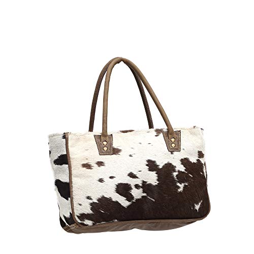Image of Myra Bag Cow Print Purses for Women - Canvas and Hairon Bag with Leather Shoulder Strap, Western Style Women's Purses