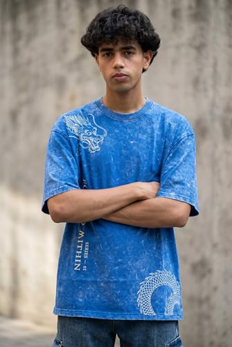 Image of boffi ... 100% Cotton Oversized T-Shirt Unisex Drop Shoulder Dye Washed Street Look Black Pack of 1