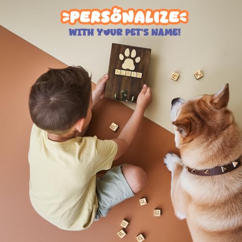 Dog Leash Holder Wall Mount, Pet Harness Hanger with Scrabble Letters, Dog Collar Organizer for Entryway, Memorial Cat Leash Holder for Wall, Pet Loss Gifts, Keepsake, Home Decor PF212-W - Image 6