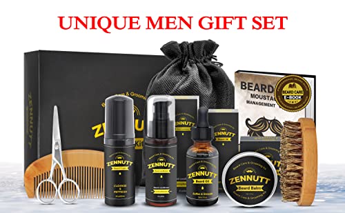 Beard Growth Kit,Beard Kit,Beard Grooming Kit w/Beard Foam,Beard Conditioner,Beard Growth Oil,Beard Balm,Brush,Comb,Scissor Beard Care Kit for Men Stuff,Unique Christmas Gift Set - Thumbnail 7