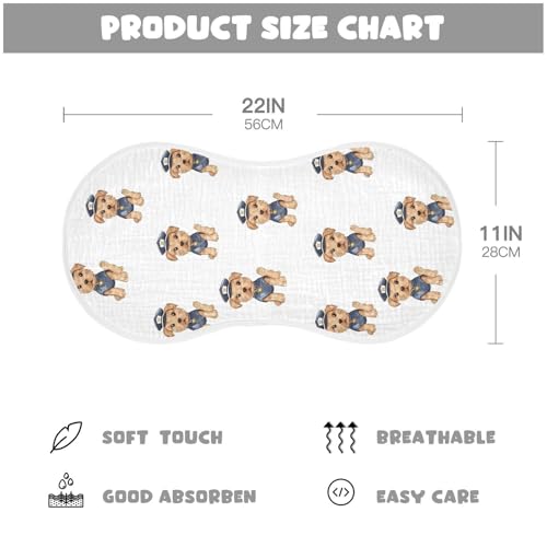 vvfelixl Muslin Burp Cloths Cartoon Puppy Policeman Baby Washcloths for Baby Girl Boys 2 Pack2