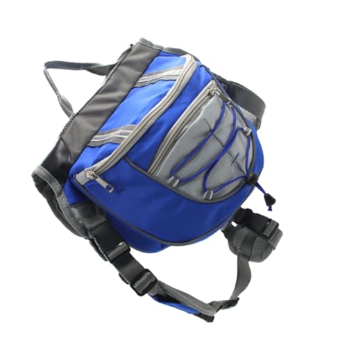 Ipetboom 大型犬用耐水オックスフォード素材バックパック 調節可能サドルバッグ ハーネス兼用 リードフック付き アウトドア旅行や登山に ブルー
