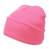 Komonee Beanie Hat Plain Baby Pink Soft Comfortable Casual for Men Women Warm Knitted Winter Woolly Skully Ski Headwear Stretchy Thermal Unisex Cap Perfect for Daily Wear Outdoor Sports