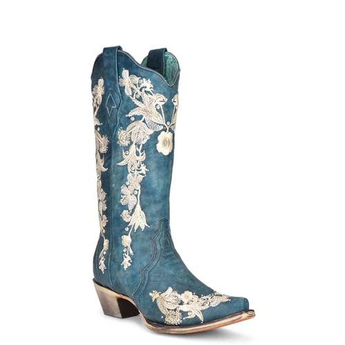 Corral Women's Blue Floral Embroidered Western Boot