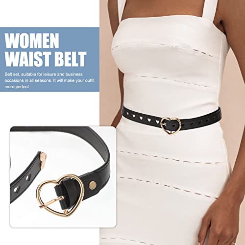 LUOZZY Women Leather Belt Rivet Waist Belt for Dresses Jeans Pants Fashion Waist Belt with Heart-shaped Buckle for Women Girls, Gold - 100cm/39.3inch2