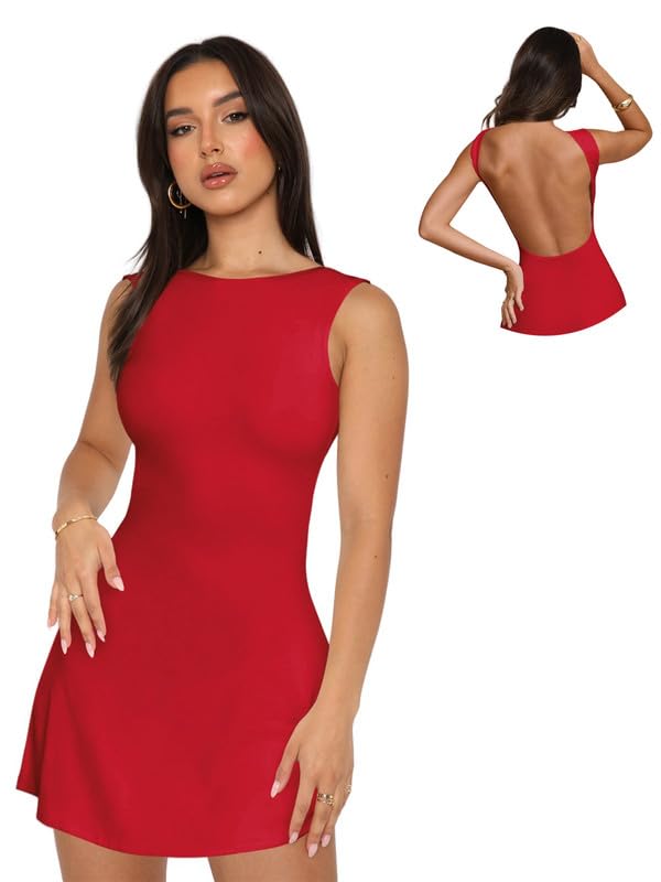 Sukiglam Vestido Mujer Sexy sin Espalda Mini Vestidos...