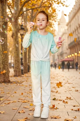 Image of Arshiner Girls 2 Piece Outfits Fashion Twist Front Tracksuit Long Sleeve Pullover Sweatshirt Sweatpants Jogger set Sweatsuit