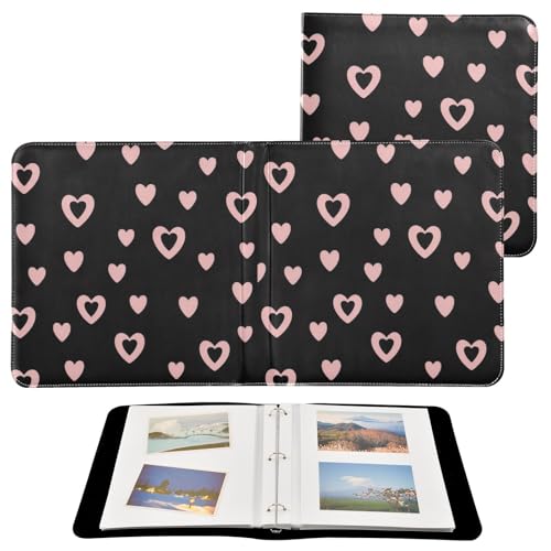 Álbum de fotos adhesivo DIY scrapbook corazón negro San Valentín encuadernador de 3 anillos 40 páginas 8x10 para recuerdos miniatura 2
