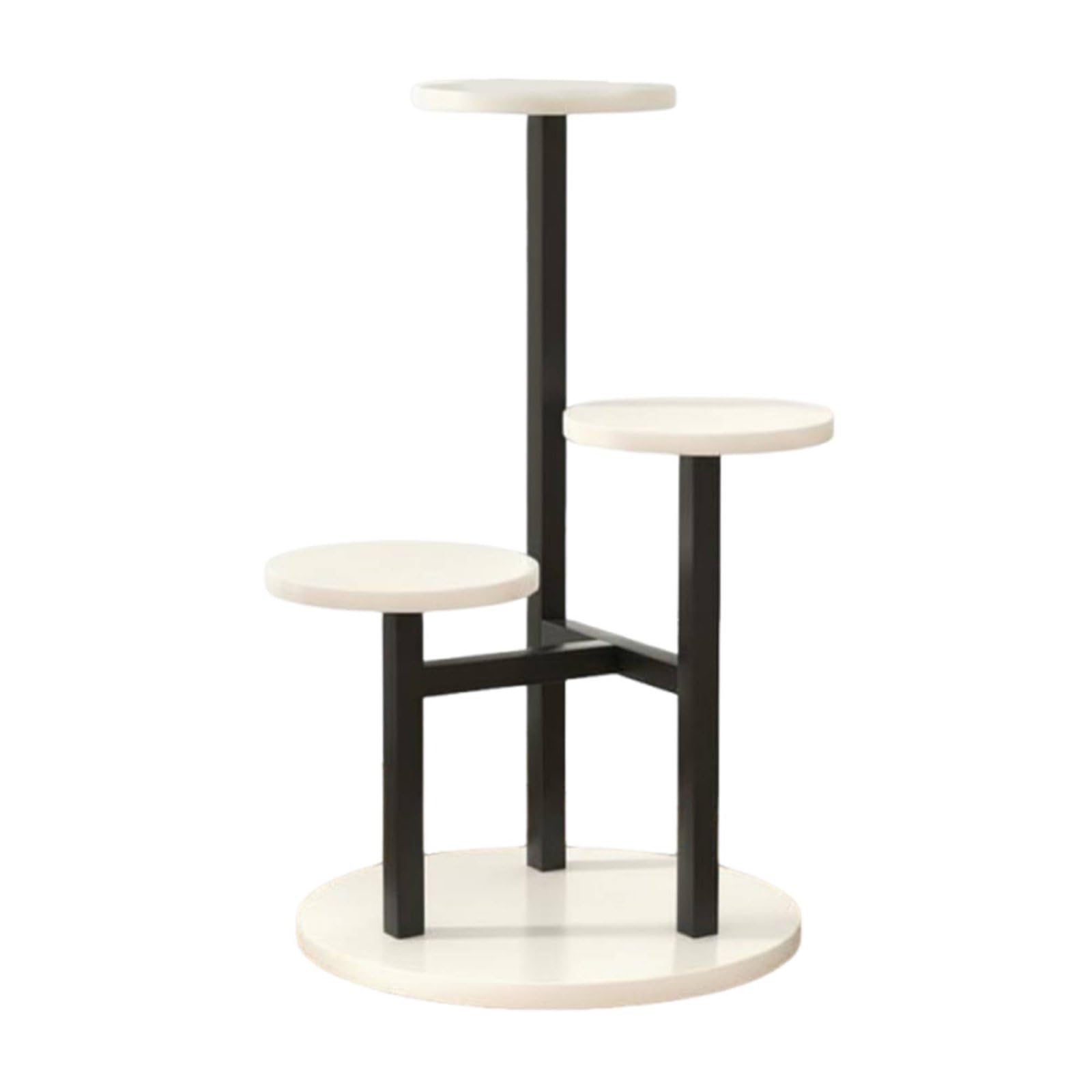 predolo Présentoir à Plantes Multi-Étages Apparence Nordique Porte-Plantes sur Pied à 4 Niveaux Montage Facile Mobilier de Maison pour Intérieur , Noir+Blanc Chaud