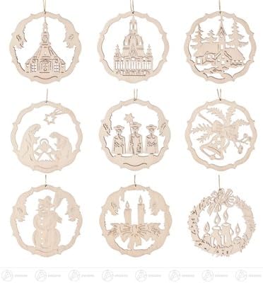 Tree Decoration Hangings from Sales Display (126) Width x Height of Approx. 5.5 cmx7,5 cm ore Mountains Christmas Tree Decoration Tree Decoration