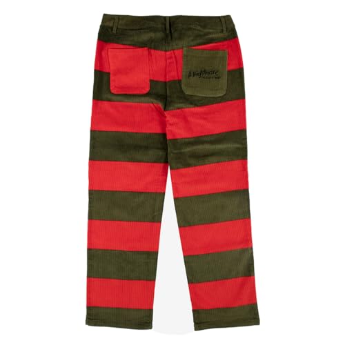 A Nightmare On Elm Street Embroidered Logo Adult Red & Green Striped Corduroy Pants-Large2