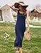 Naggoo Women's Sleevelee Tank Dress Midi Summer Casual Scoop Neck Basic Split Maxi Tshirt Sundresses with Pockets Navy