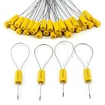 100pcs Numbered Security Cable Seals Tamper Proof Steel Wire Cable Tags Pull-Tite Trailer Seals Cable Ties-Strap (Yellow)