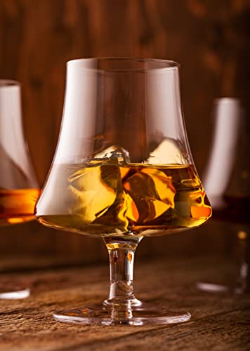 Luxbe - Bourbon Whiskey Brandy Crystal Glasses Goblet Snifter, Set Of 4 - Handcrafted Leadfree Glass - Great For Spirits Drinks - Scotch Cognac - 8.5Oz - 250Ml #TOP3