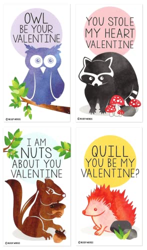 Cartes Saint-Valentin animaux lot de 24 pour étiquettes cadeaux