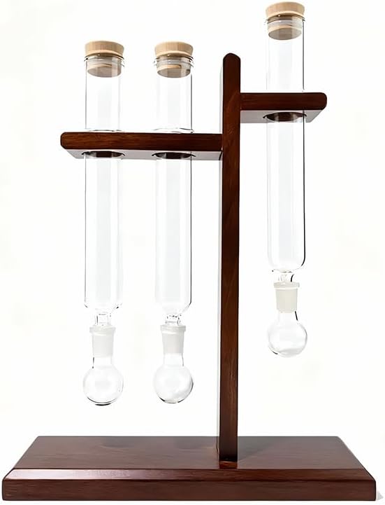 Reserve Flavor Infuser Humidor Infusion Kit Wooden Cigar Flavor Infuser Set, Dark Wood Stand with Glass Tubes, Adjustable Humidity Control