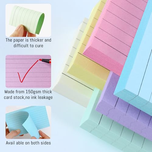 ELAKIRI 1200er Karteikarten a8 liniert, 150g/m² verdicktes Papier lernkarten bunt, 5.2 x 7.4cm flashcards für Englisch Vokabeln, Formeln und Notizen, Index Cards für Büro Schule Präsentation Vortrag