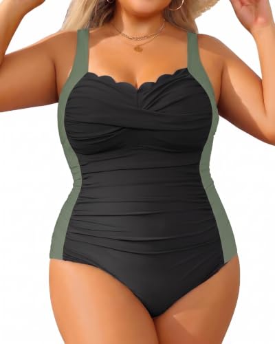 Image of Plus Size One Piece Swimsuit- Tummy Control Full Coverage Bathing Suit