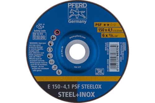 PFERD Type 27 Grinding Wheel, Aluminum Oxide A – 6" x 1/8" x 7/8" | Depressed Center, 10,200 RPM, Pack of 10 – Part 63398