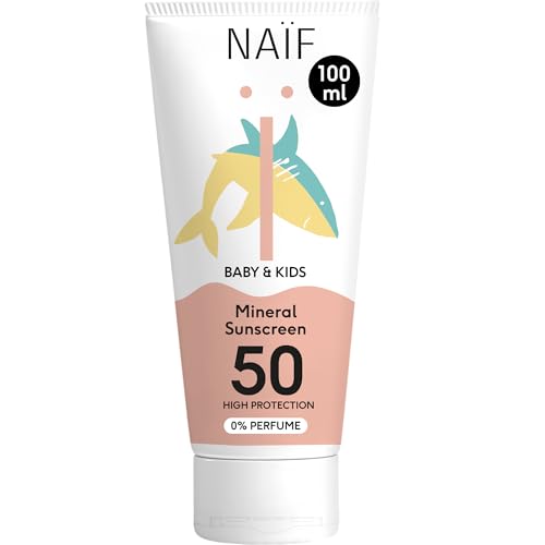 Naïf Crema Solar Mineral para Bebés y Niños SPF 50 – 0% Perfume, con óxido de zinc, resistente al agua, sin microplásticos, para piel sensible, dermatológicamente probada – 100 ml