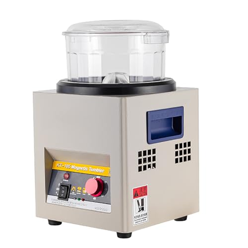 HUTOOLEE Magnetic Jewelry Polisher, Magnetic Tumbler Jewelry Polisher with Timing Function, Bi-Directional Rotation 2000rpm, for Remove Burrs, Chamfers, Polishing, Washing
