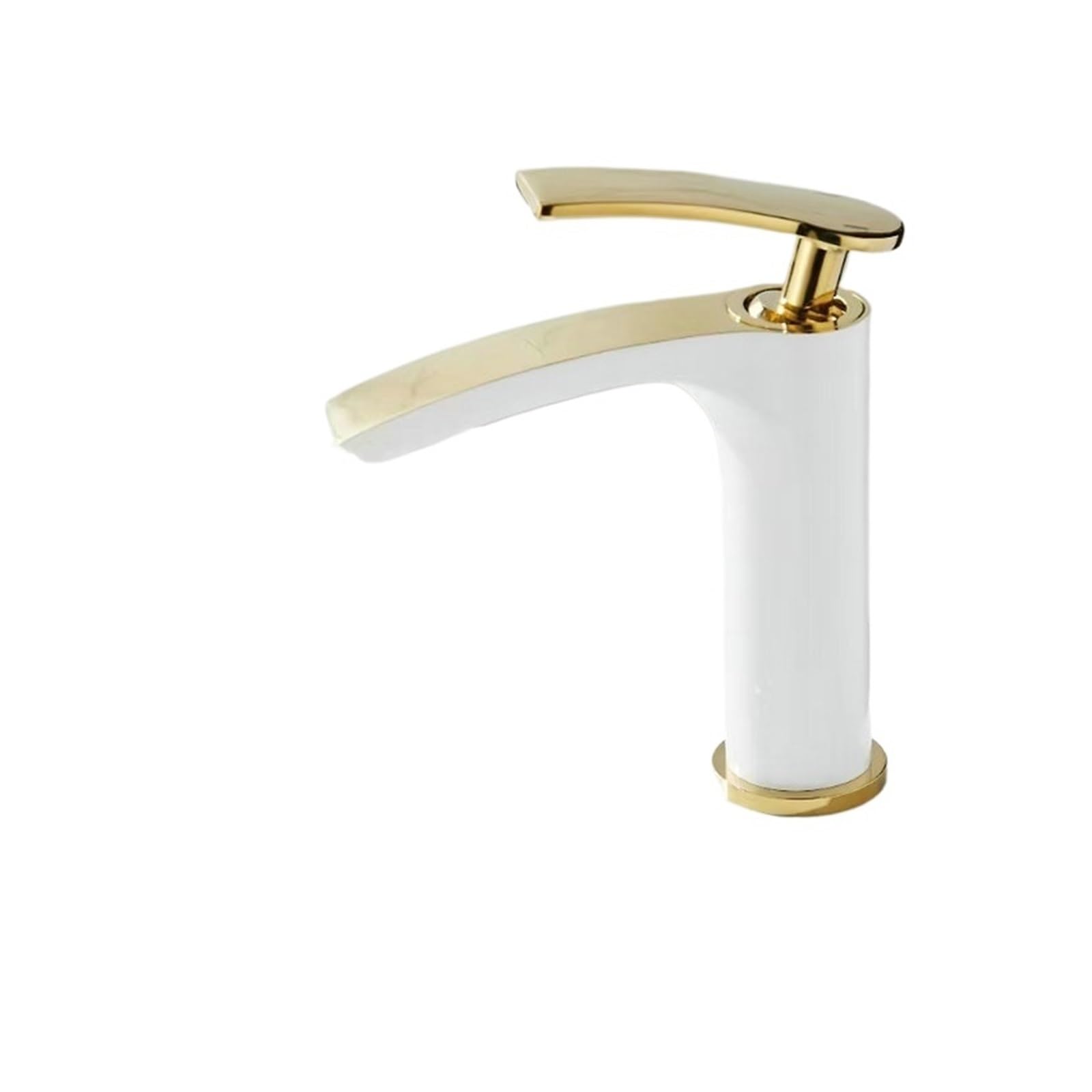 Gqnblvhzupdm White Gold Short Kitchen Faucets, Basin Faucet Brass Mixer Hot Cold Tap, White/Chrome/Black/Gold Bathroom Waterfall Faucets(White Gold Short)