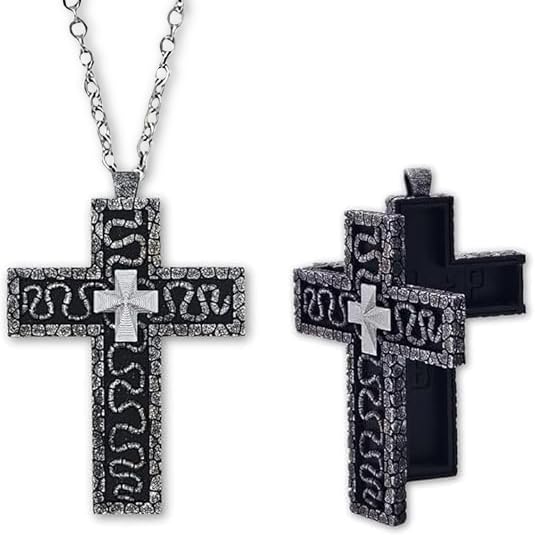 Korean Game Necklace - 3D Printed Cross Necklace for Men with Secret Compartment,Korean Movie Character Ten Shaped Pendant Necklace，Character Ten-Shaped Pendant, Gamer Gift & Stylish Accessory