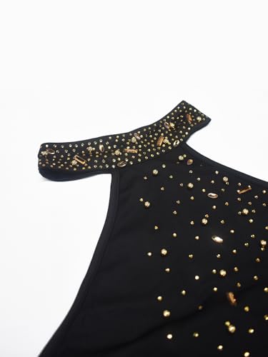 Image of PORRCEY Women Sexy Elegant Rhinestone Mesh See Through Evening Dresses Party Club Night Clubwear