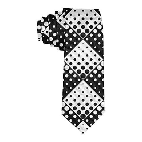 Polka Dot Tie Black And White Necktie-Polka Dot Black And White (25), Polka Dot Black White Checkered Plaid (5), One size Cover