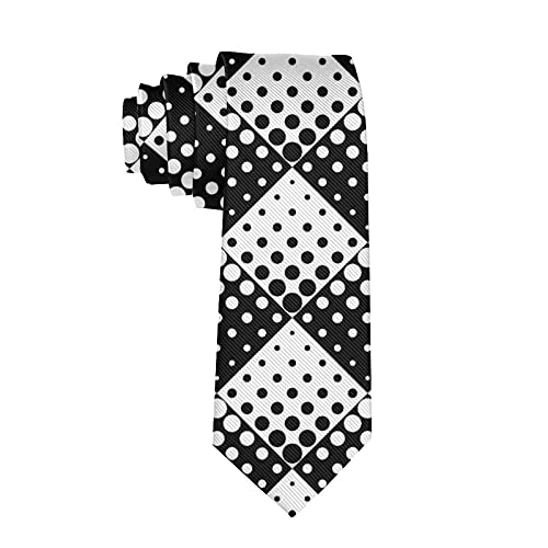 Yeahspace Polka Dot Tie Black And White Necktie Skinny Ties For Men Ties Date Gifts Formal Necktie Wedding Men's Neckties-Polka Dot Black White Checkered Plaid (5), One Size #TOP13
