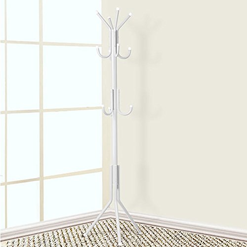 lyrlody Coat Hat Rack, 3 Tier Standing Metal Rack with 12 Hooks, White, for Home Office Bedroom Hallway - Image 2