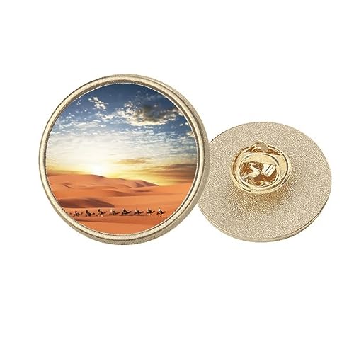 Broche ronde en métal doré Blue Sky Journey l'esprit de la Route de la Soie