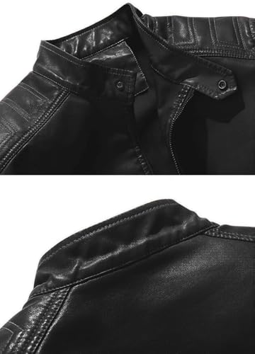 DUDHUH Faux Leather Jackets For Men Motorcycle Vintage Zip Up Streetwear Bomber Jacket Classic Biker Coats3