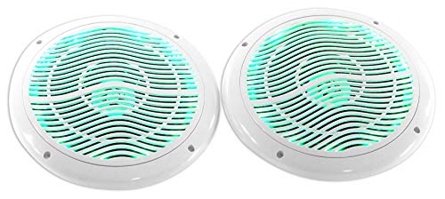 Image of 2 RockvilIe RMC65LW 6.5 inch 600w White Waterproof Hot Tub Speakers w /LED's+Remote