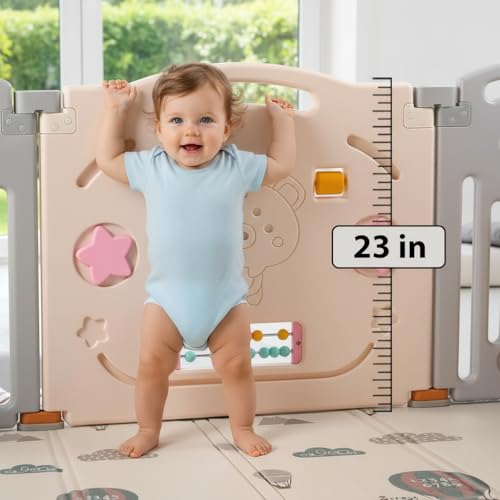 Image of Uanlauo Baby Playpen, 2 Panel Foldable Play Yard for Toddlers, Easy Assemble Safety Baby Fence, Play Pens for Babies and Toddlers,Babies Fence Play Yards