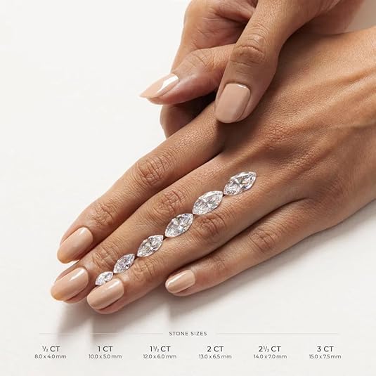 0.60 Ct Marquise Cut Moissanite Wedding Band for Women, East-West Unique Matching Ring, 4 Prong Set, 925 Sterling Silver / 10K 14K 18K Solid Gold, Stackable Engagement Anniversary Ring