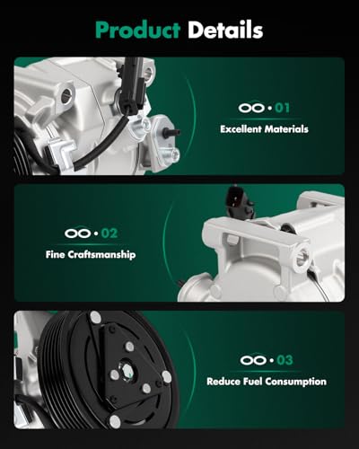 Image of SCITOO AC Compressor fit for Chrysler for 200 3.6L 2011 2012 2013 2014 | Fast Cooling, Ultra Low Noise (≤72 dB)Air Conditioner Compressor with Clutch, Easy Installation, 55111090AA 55111090AB