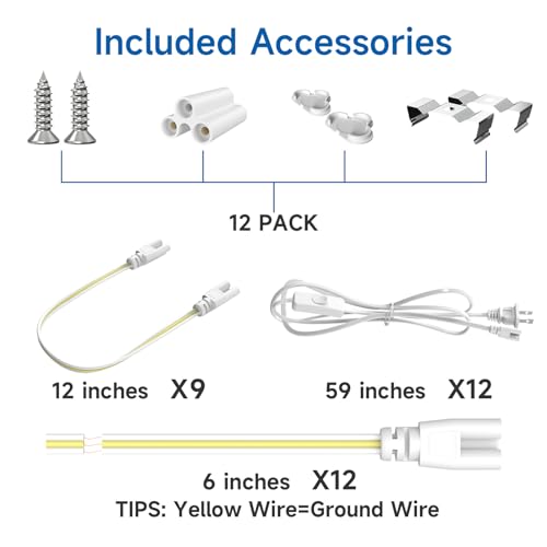 Image of SHINESTAR 8FT LED Shop Light Fixture 12-Pack, 72W 9000LM 5000K Daylight Linkable T8 Tube Lights for Garage Workshop Basement, V-Shape Integrated LED Shop Lights, Plug and Play Installation