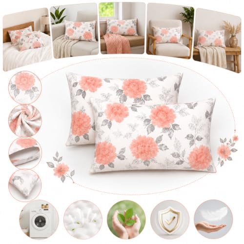 Image of Microfiber Pillow Cover 17x27 Inch (Pack of 2) | Soft & Durable | Ideal for Bed & Sofa Blush Petal